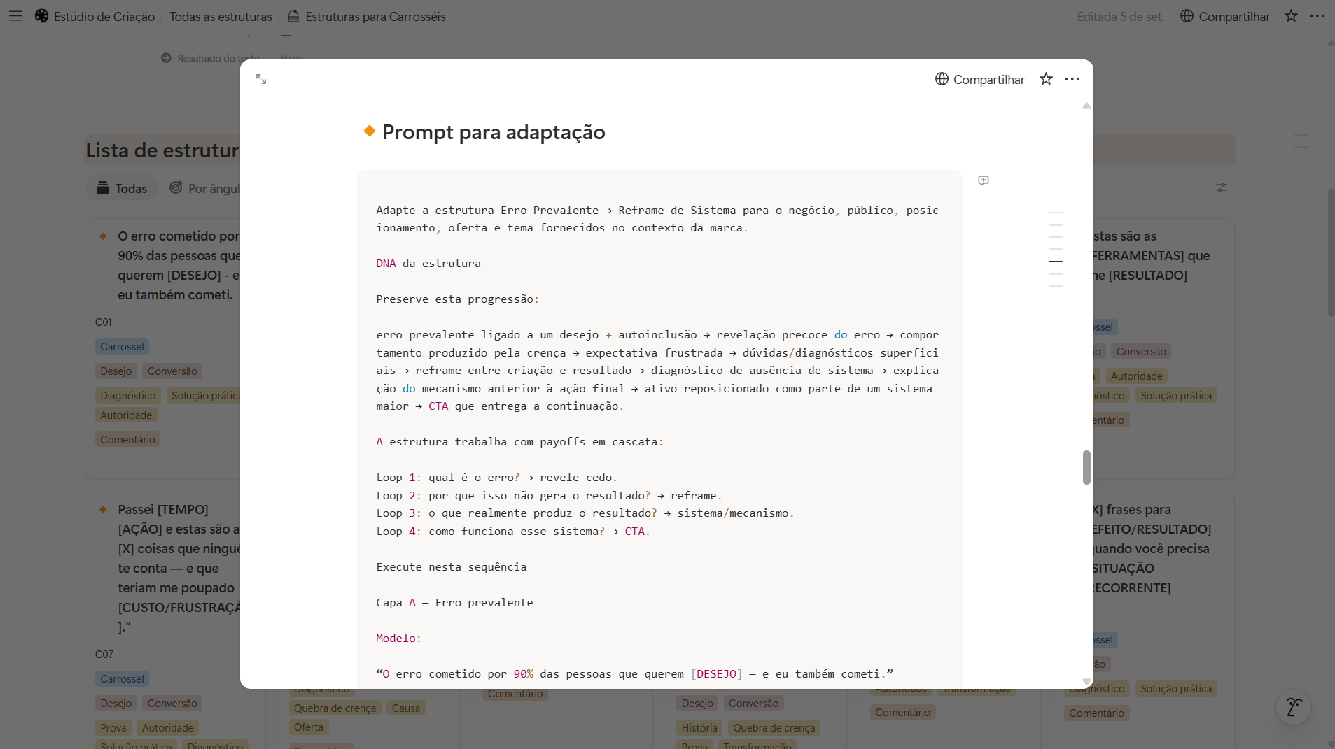 O prompt pronto para colar no agente e adaptar a estrutura ao seu nicho, produto e tom de voz.